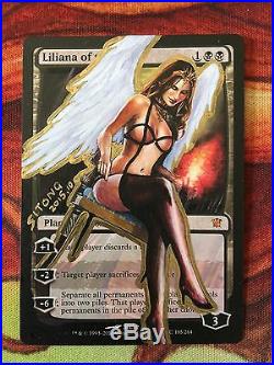 MTG ALTERED ART HAND PAINTED LILIANA OF THE VEIL SEXY ANGEL BY SITONG