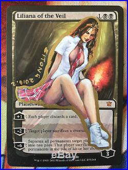 MTG ALTERED ART HAND PAINTED LILIANA OF THE VEIL SEXY GIRL BY SITONG
