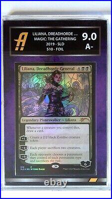 MTG Card Liliana, Dreadhorde General Stained Glass SLD Graded Ambr 9.0 Purple