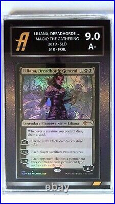 MTG Card Liliana, Dreadhorde General Stained Glass SLD Graded Ambr 9 Purple Fade