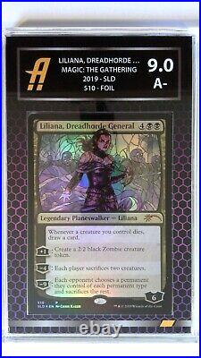 MTG Card Liliana, Dreadhorde General Stained Glass SLD Graded Ambr 9 Purple Hex