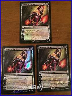 MTG Foil Liliana Of The Veil 3x Innistrad Signed By Artist