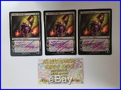 Magic The Gathering 3x Innistrad LILIANA OF THE VEIL x3 SIGNED by STEVE ARGYLE