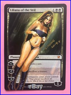 Mtg Altered Art Hand Painted Liliana Of The Veil Sexy Girl By Sitong