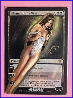 Mtg Altered Art Hand Painted Liliana Of The Veil Sexy Lady By Sitong