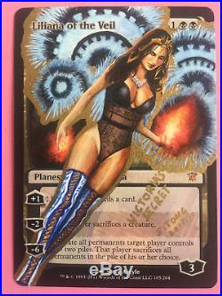 Mtg Altered Art Hand Painted Liliana Of The Veil Victoria's Secret 02 By Sitong