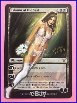 Mtg Altered Art Hand Painted Liliana Of The Veil White Lace Wedding By Sitong
