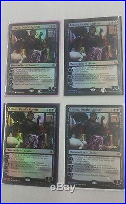 Mtg magic the gathering 4x x4 liliana death's majesty all foil 3 pack 1 promo