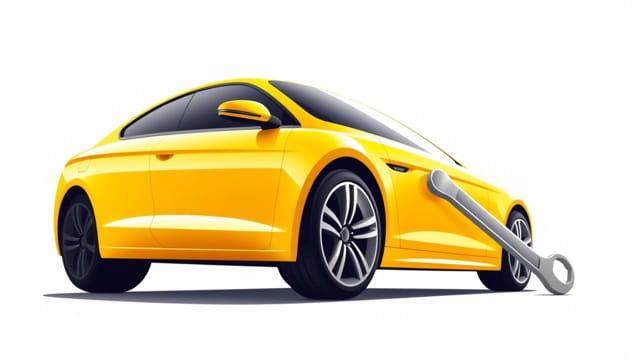 Yellow Car With Spanner Light